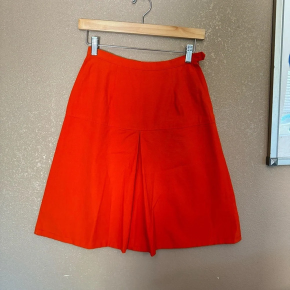 Vintage Murr’s of California Union High Drop Waist Pleated Orange 70s Skirt F - Picture 2 of 5